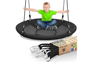 SereneLife Saucer Tree Swing for Family with Hanging Kit & Pillow, 40" Swings for Kids Indoor/Outdoor Use 700 lb Capacity, Wa