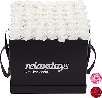 Relaxdays Rosas Artificiales en Caja Negra, 49 Unidades, Ramo ...