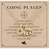 Kivosliviz Compass Necklace for Women Friends Compasses Themed Gift Gold World Map Necklace