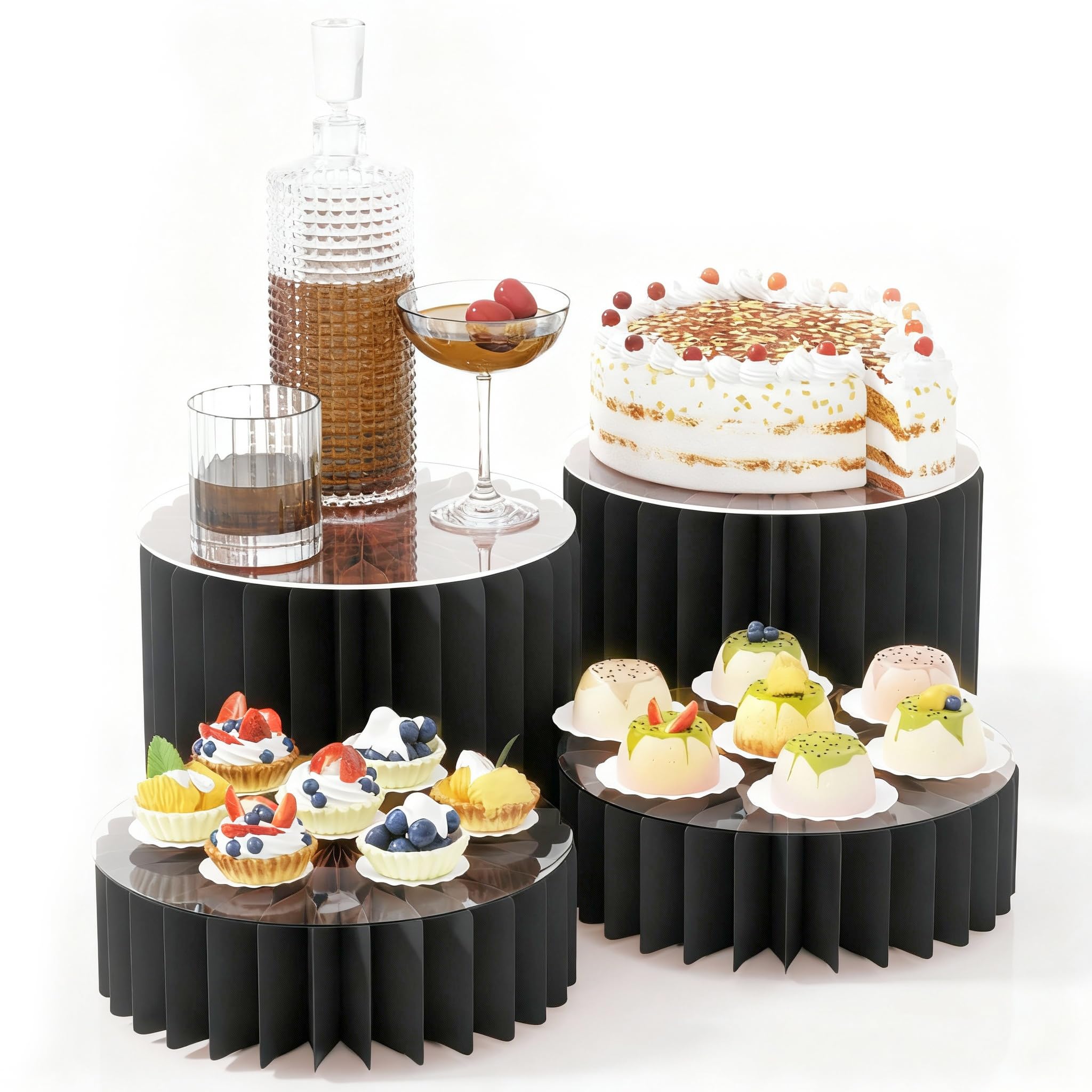 HeiMma 4 Pack Buffet Risers, FOLDABLE Food Display Risers for Dessert ...