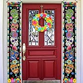 Dia De Los Muertos Porch Banner Sugar Skull Day of the Dead Party Outdoor Indoor Front Porch Wall Yard Fireplace Halloween Mexican Theme Party Decor and Supplies for Home
