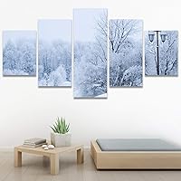 SIGNWIN 5 Panel Canvas Wall Art Modern Art Forest Multicolor Photography Relax/Calm Romantics Scenic for Home Decorations Ready to Hang - 60