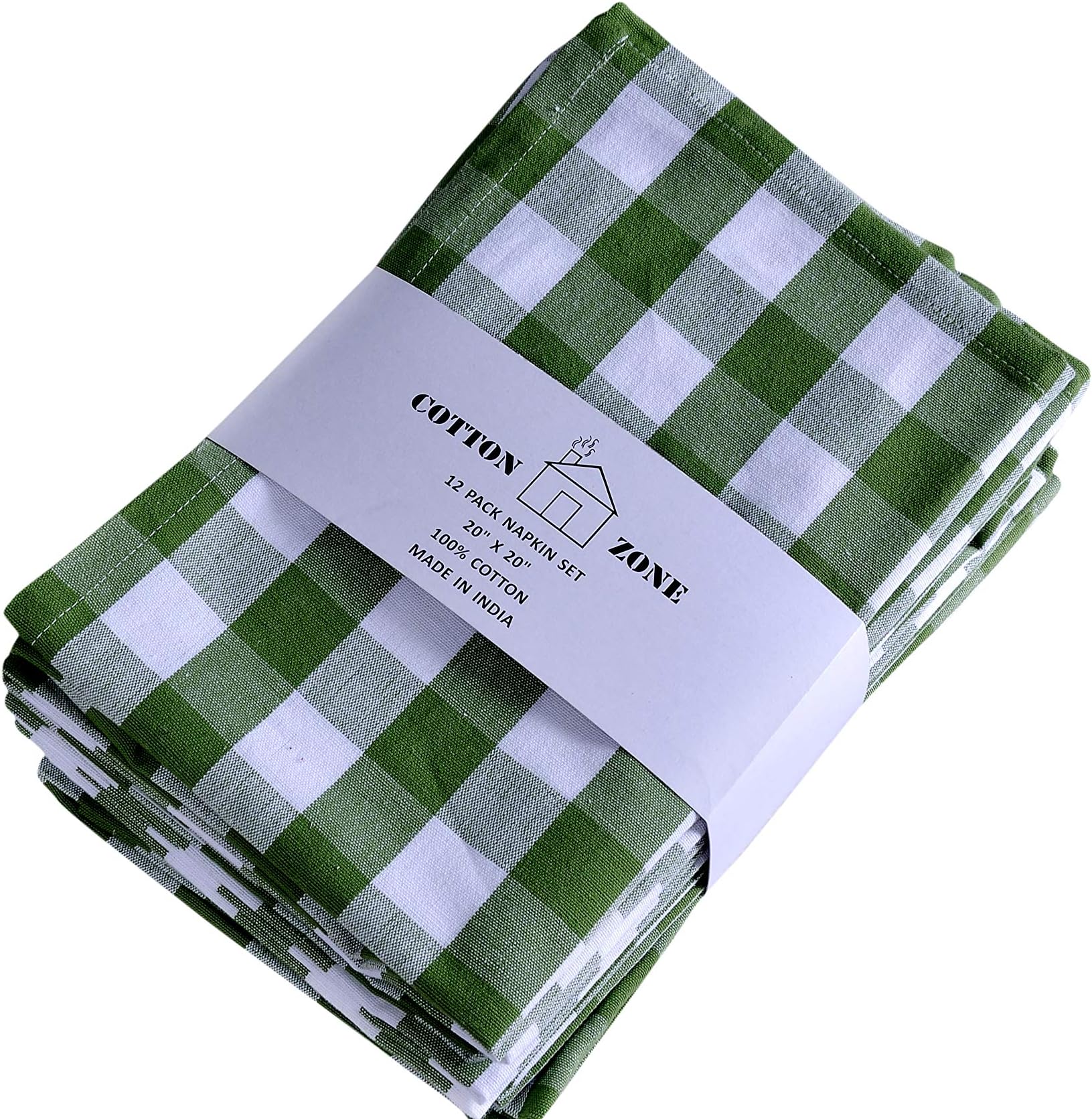 COTTON ZONE Napkin Green & White