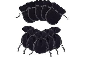 PH PandaHall 100pcs Black Gourd Velvet Jewelry Bags DrawThread Pouches Jewelry Favor Pouches Sack Pouch for Party Wedding Chr