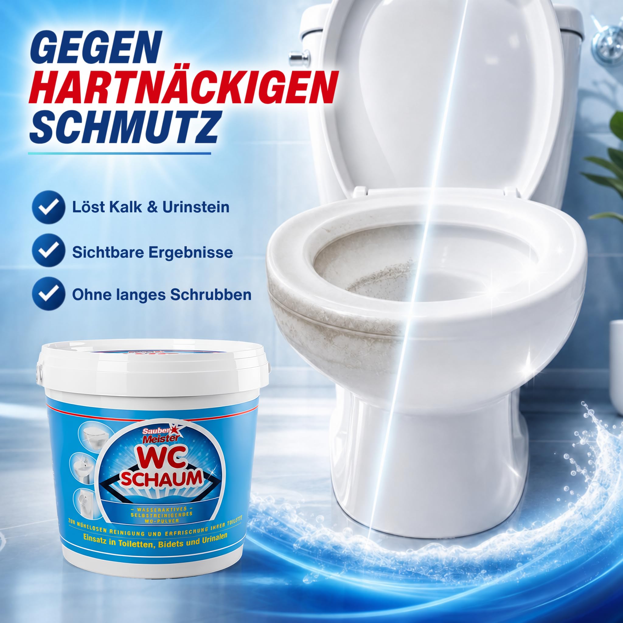 Sauber Meister WC Schaum Toiletten-Reinigungsschaum Pulver, 1000 g 3