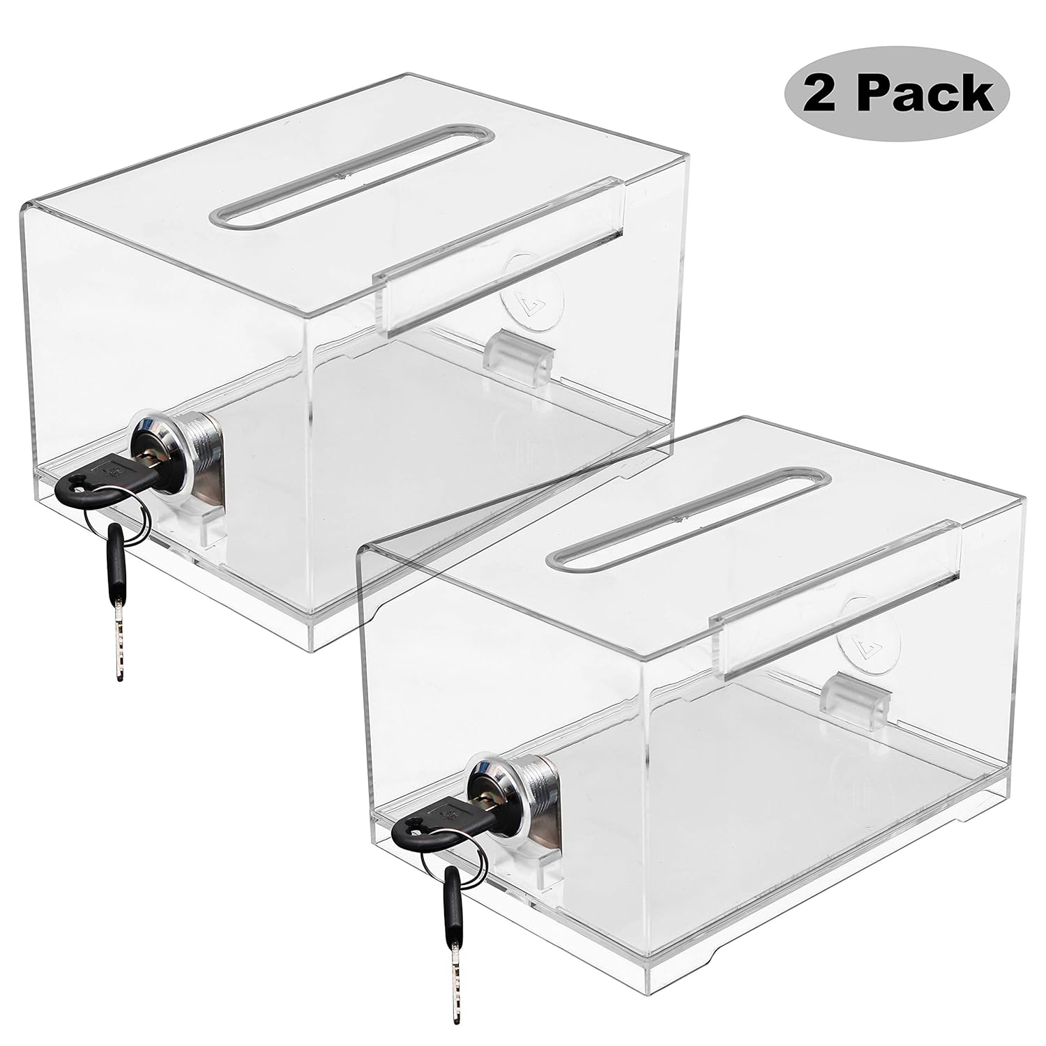 Donation Box (2 Pack) L15.9 x W11.5 x 10 cm Transparent Acrylic