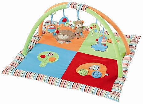Fehn 091274 3-D-Activity-Decke Jungle Heroes / Spielbogen mit 5 abnehmbaren Spielzeugen für Babys Spiel & Spaß von Geburt an 