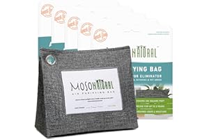 Moso Natural Air Purifying Bag 600g (5 Pack). A Premium Scent Free Bamboo Charcoal Odor Absorber. Kitchen, Bedroom, Basement, Large Room. Luxury Stand Up Design. Two Year Lifespan.