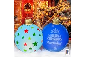 STUDESK 2 Pcs Inflatable Christmas Ball - 24 Inches Light Up Large Outdoor Christmas Decorations Ornament for Xmas Holiday Outdoor Yard Tree Pool Decorations