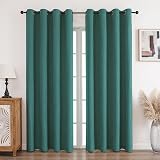 CUCRAF 100% Blackout Curtains 66 x 114 Inch Eyelet 2 Panels Dark Green