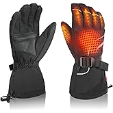 DINSVTA Heated Gloves, Unisex Winter Ski Glove, Rechargeable Electric Heating Mittens for Skiing Snowboarding Snow Hiking Hunting Winter Outdoor (Black-SD81B, X-Small)