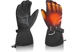 DINSVTA Heated Gloves - Unisex Winter Ski Gloves with Rechargeable Electric Heating for Skiing, Snowboarding, Snow Hiking, Hunting & Outdoor Activities