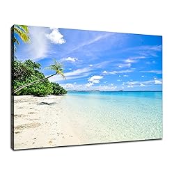 Seaside Landscape Canvas Wall Art Blue Sky And