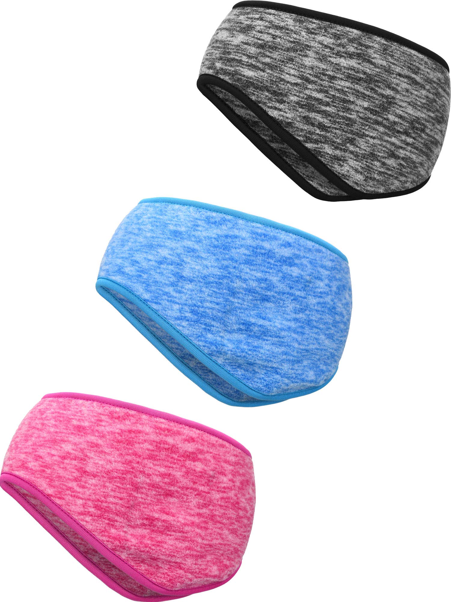 3 Pieces Ear Warmer Headband Full Cover Ear Muffs Headband Sports Headband for Outdoor Use Sports Fitness (Grey, Sky Blue, Rose Red)