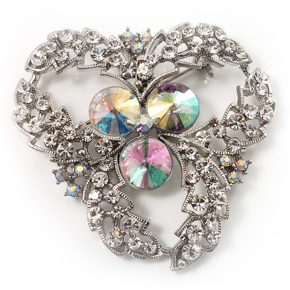Vintage Class Aurora Borealis Crystal Brooch