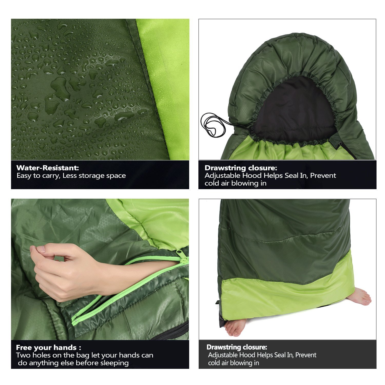 Wintou Sleeping Bag with Compression Sack, 3-4 Season Lightweight Sleeping Bag for Adult Kids Camping Hiking Backpacking Trip, (75 +12) x33 inches