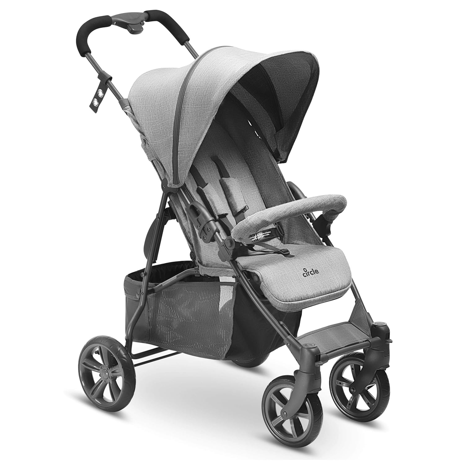 Circle Buggy - Treviso 4 - leichter Sportwagen mit Liegeposition, Kinderbuggy bis max. 15 kg, Reisebuggy, Kinderwagen klein zusammenklappbar - Woven Grey