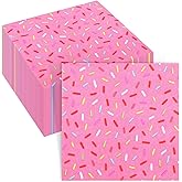 Weekgrat 100 Pcs Sprinkles Napkins 2 Ply Disposable Paper Napkins for Baby Shower Birthday Party Theme Table Decor Supplies (Pink,Donut)