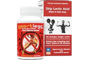 SPORTLEGS Fast Fitness Boost Pre Workout for Men and Women, Lactic Acid Supplement, Sports Endurance Fuel, Endurance Supplements for Runners - NSF Certified for Sport,120-Capsule Bottle, Pack of 1