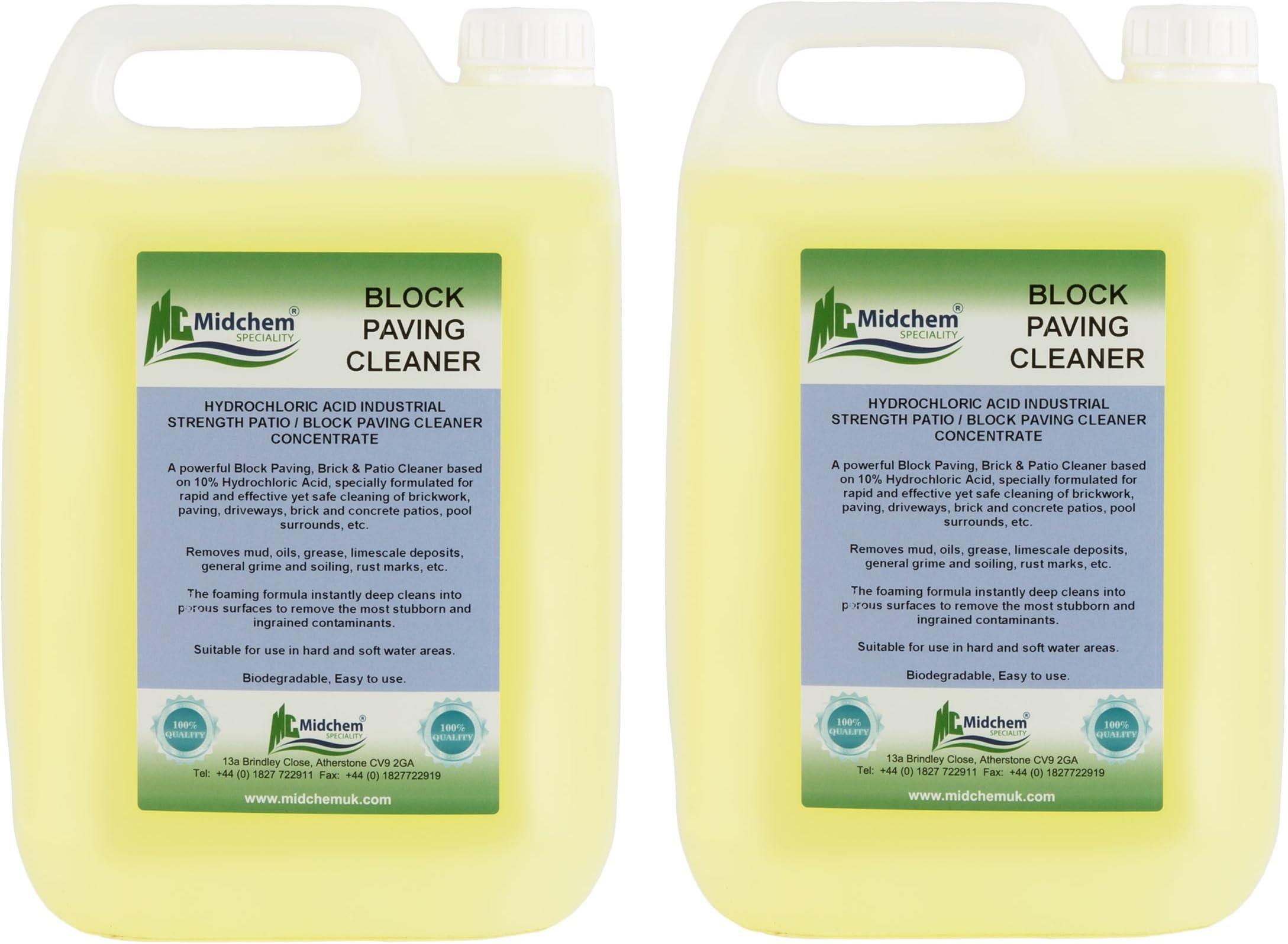 Industrial Block Paving/Patio Cleaner/Brick Acid 2 x 5L Midchem