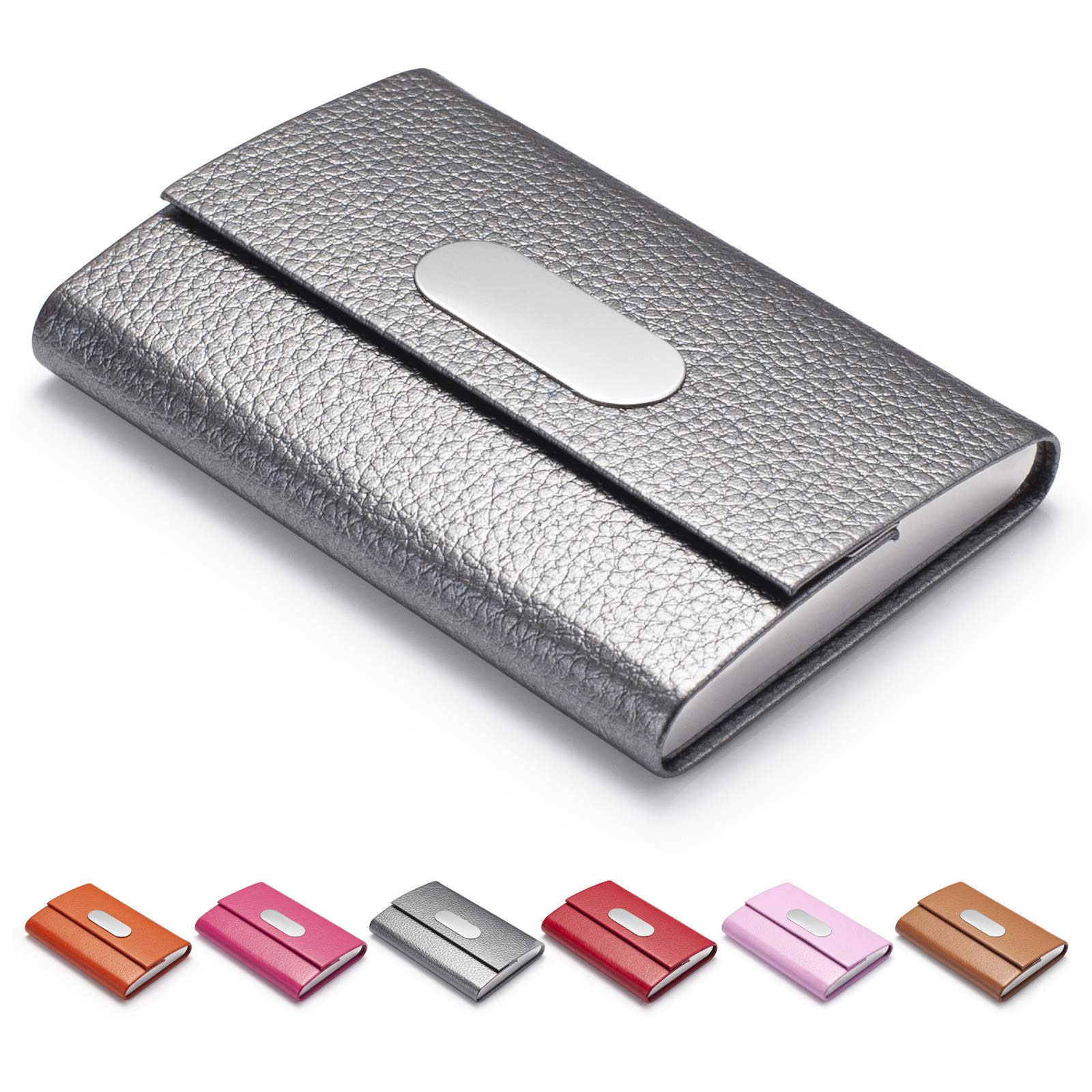 FACATH Business Card Holder, PU Leather Slim Business Card Case - Business Card Carrier ID Case/Wallet Pocket Business Name Card Holder for Women and Men