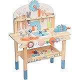 ROBUD Large Wooden Play Tool Workbench Set for Kids Toddlers, Construction Workshop Tool Bench Toys Gift
