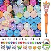 254 Pieces Beads for Pens - 16MM Acrylic Loose Bead Bulk Set - Beads Kit for Crafts - Fit for Jewelry Making, Bracelets, Beadable Pens, and Focal Bead for DIY Supplies