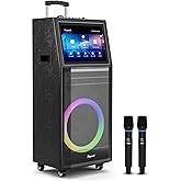 Karaoke Machine for Adults, with Lyrics Display, Smart Portable Big Bluetooth Speaker 2 Wireless Microphones, Professional Karaoke System 1000W Peak Power Big Bluetooth DJ Light