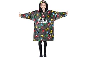 Marvel Avengers Blanket Hoodie for Kids, Teens Fleece Sweatshirt with Sherpa Hood Black Panther Loungewear Gifts for Kids
