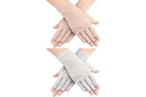 Maxdot Sun Gloves for Women UV Protection Fingerless Non Slip Sunscreen Driving Gloves for Summer Outdoor