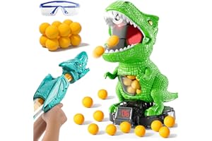 JUKUDAHU Dinosaur Shooting Boy Toys for Kids Age 3 4 5 6 7 8 - Moveable Shooting Game with Scoreboard, Light and Sound, 12 Foam Balls, Boy Toddler Toys 5-7 6-8 8-10, Competition Game Gifts (Green)