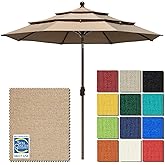 EliteShade USA 10-Year-Non-Fading 9Ft 3 Tiers Market Umbrella Patio Umbrella Outdoor Table Umbrella with Ventilation, Heather Beige
