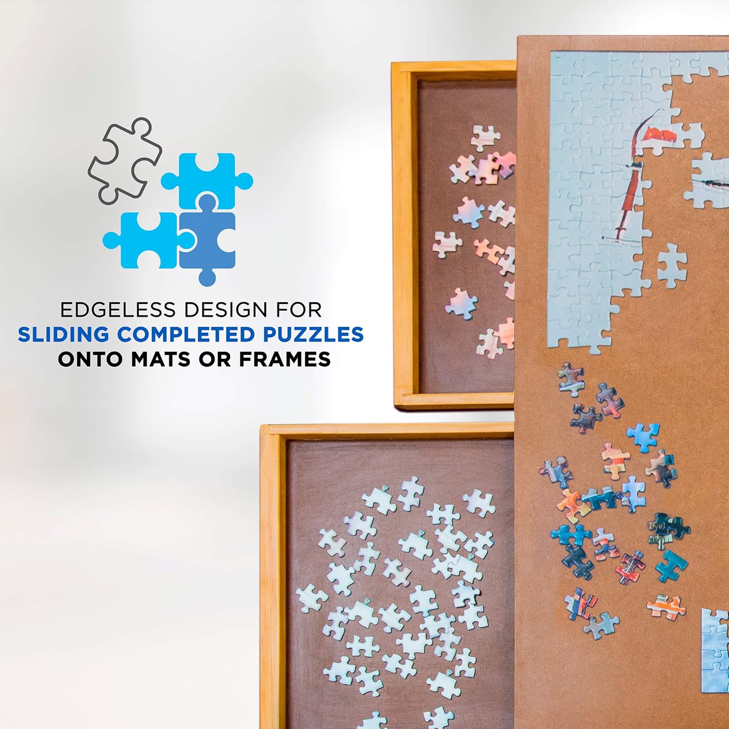 Jumbl Puzzle Board | 27” x 35” Wooden Jigsaw Puzzle Table w/ 6 Storage & Sorting Drawers | Smooth Plateau Fiberboard Work Surface & Reinforced Hardwood | for Games & Puzzles Up to 1,500 Pieces: Toys & Games