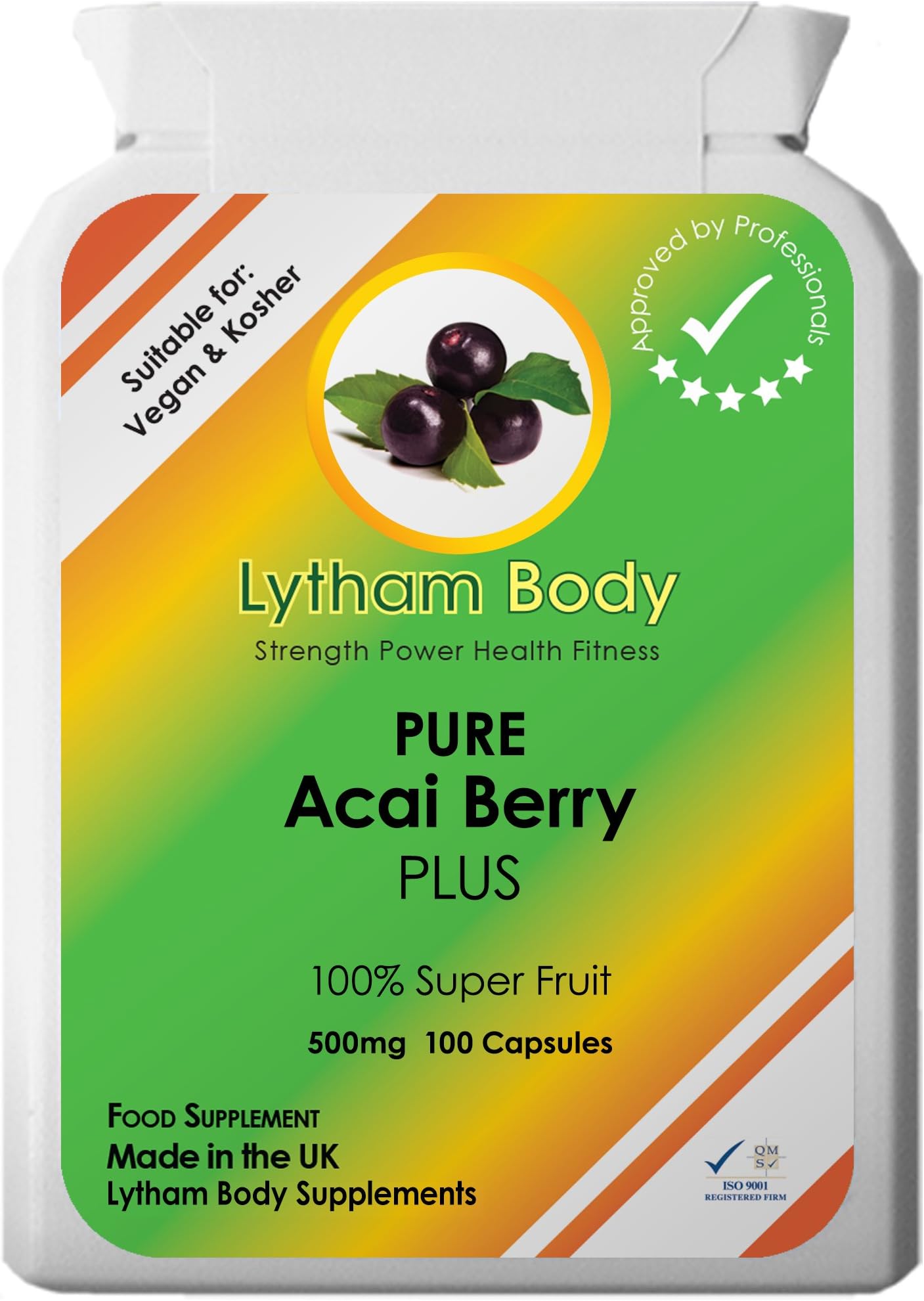 ACAI Berry Plus 500mg per Capsule x 60 Capsules Vegan antioxidants Weight Loss Diet Pills for Men and Women Body Cleanse Increase Energy and Metabolism.