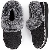 EverFoams Women's Bootie Slippers Warm Soft Comfy Memory Foam Non-slip Indoor House Shoes with Fluffy Collar