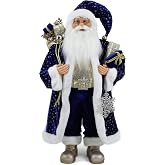 Windy Hill 36" Large Size Blue Gold Silver Snowflake Santa 369100