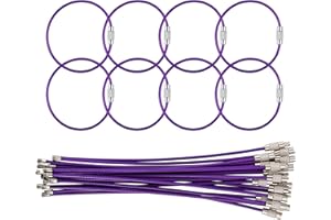 Bidponds 25 Pack Wire Keychain Cable,5.9 Inches Nylon Coated Stainless Steel Key Ring,Luggage Tag Loops,2mm Twist Barrel,Purple