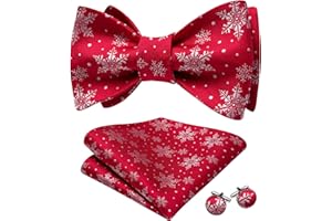 YOHOWA Mens Christmas Self Tie Bow Tie Set Bowties Pocket Square Cufflinks Woven Tuxedo Party Xmas Holiday Festival Vacation