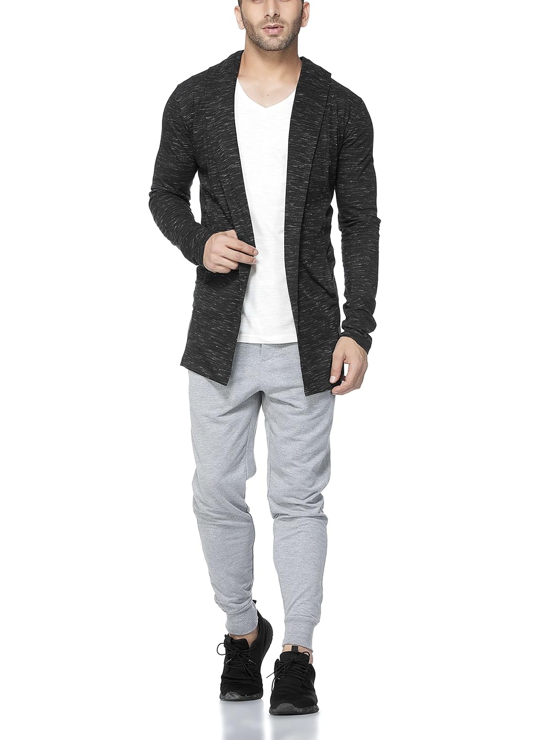 tinted men's cotton blend hooded full sleeve cardigan (tj5407)