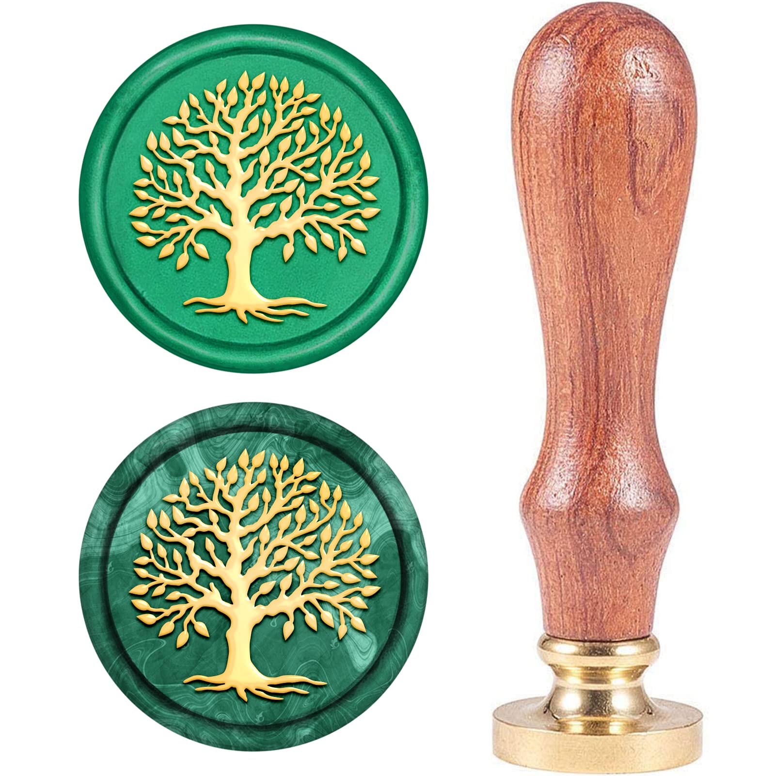 CRASPIRE Wax Seal Stamp, Sealing Wax Stamps Life Tree Retro Wood Stamp Wax Seal 25mm Removable Brass Seal Wood Handle for Envelopes Invitations Wedding Embellishment Bottle Decoration