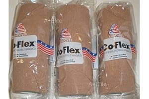 COFLEX Andover CO-Flex 6"x5Yds Tan Flesh 3-Pack Cohesive Flexible Elastic Latex Bandage Compression Self Adherent Wrap Kids Children Vet Animals Pets Cats Dogs Horses 3600TN