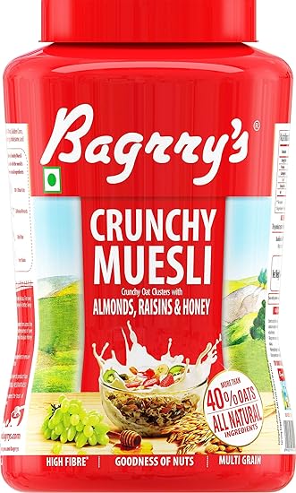 Bagrrys Crunchy Muesli Oat Clusters with Almonds, Raisins & Honey, 1000 GM