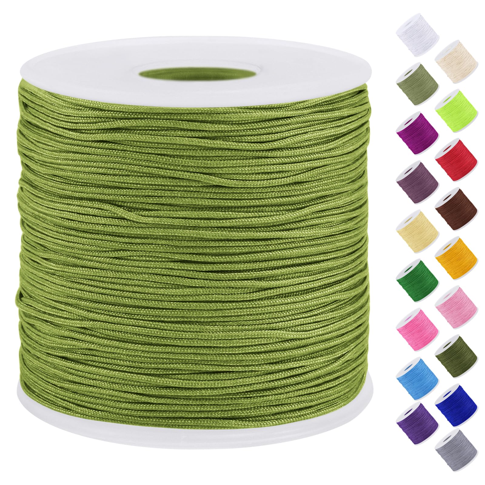 Uiopa Nylon Cord, 0.7mm x 131 Yards Nylon String for Bracelet Making, Beading Thread Bracelet Cord for Necklace, Jewellery Making, Macrame, DIY Crafts, Fruit Green