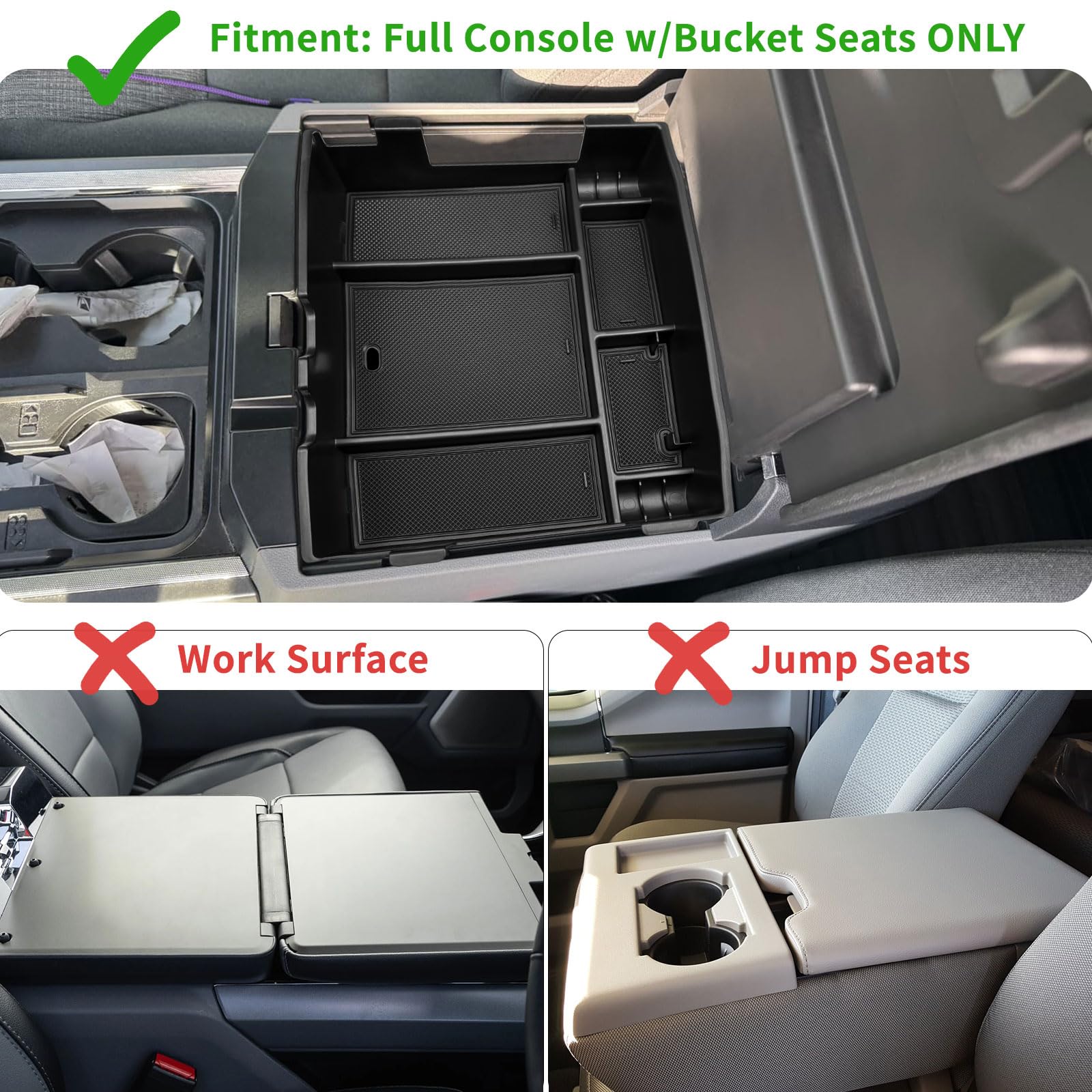 Condition photo showing New/Like New for zxiaochun center console organizer for 2023 2024 2025 2026 ford f250 f350 f450 f550 super duty, plas