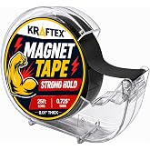 Kraftex Magnetic Tape Dispenser: 25ft x 3/4" Magnetic Strips with Adhesive Backing. Sticky, Flat Magnets for Crafts, Magnet Labels &amp; Stickers. Magnets with Adhesive Backing Great for Home and School