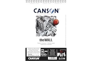 CANSON The Wall Marker 200gsm A4 Paper, Extra Smooth, Spiral Pad Short Side, 30 White Sheets, Ideal for Professional Artists & Illustrators