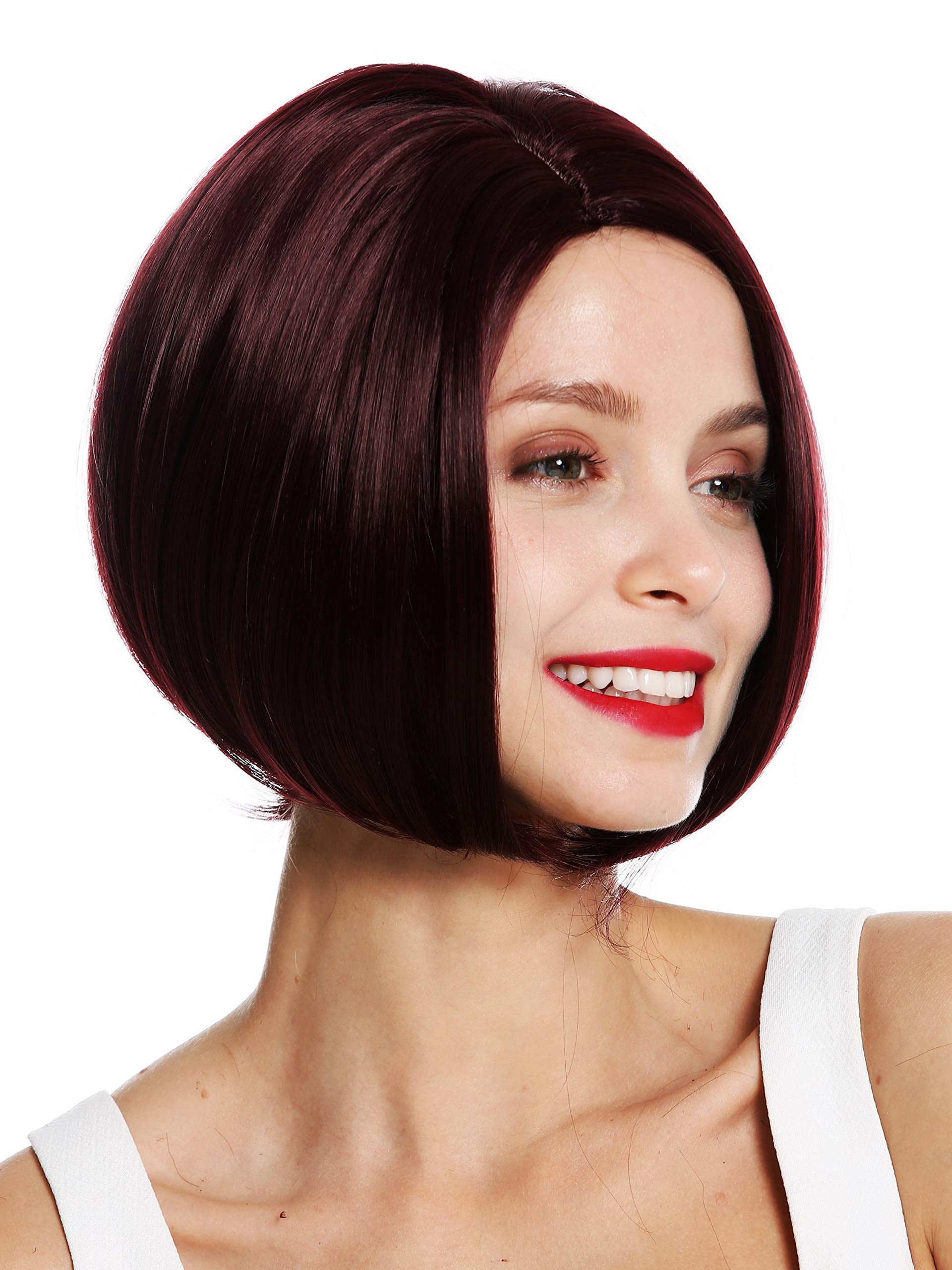 WIG ME UP - VK-54-99J quality women's wig short long bob parting sleek bordeaux red