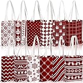Paterr 12 Pcs Christmas Canvas Tote Bags for Women Christmas Reusable Grocery Shopping Gift Bags