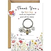 TwoDays Teacher Appreciation Bee Keychain Gifts - Cute Valentines Day, Graduation & Christmas Gifts for Women, Keychain with Thank You Card and Envelope, Thanks Gift from Daycare Student