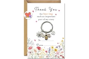 TwoDays Teacher Appreciation Keychain Gifts for Women, Cute Keychain with Thank You Card and Envelope, Thank You for Bee-ing Such An Important Part of My Story Gift from Daycare Student